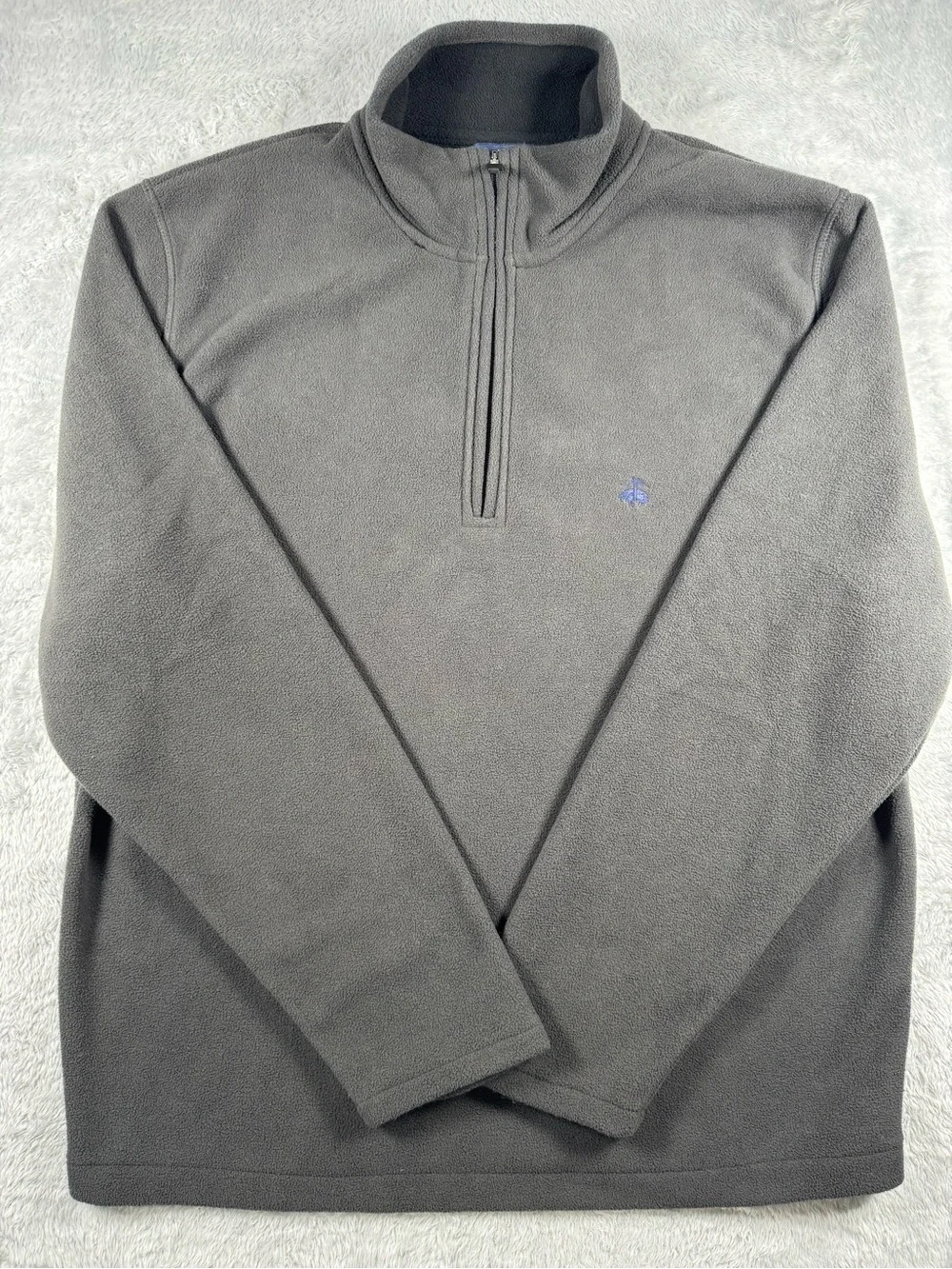 Brooks Brothers 346 Gray Fleece Quarter Zip Pullover Large